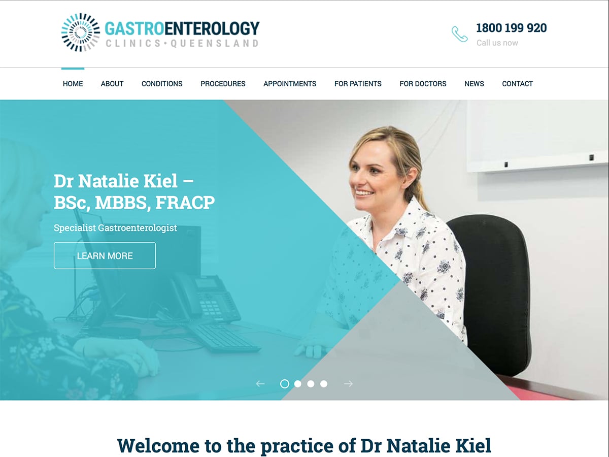 Screenshot of Gastroenterology Clinics Queensland website